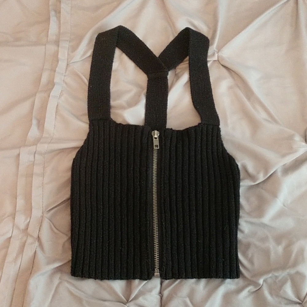 Front Zip Up Crop Top